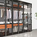 Modern Glass Door Wardrobe With Hanging Clothes Folded Garments Shoes And Hats