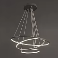 Stylish Modern Chandelier With Suspended Lines And Circular Rings For Interior Design