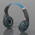 Modern Electronic Over ear Headphones With Blue Illuminated Rings And Sleek Design