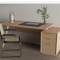 Nordic desk and chair log desk and chair combination 3d model