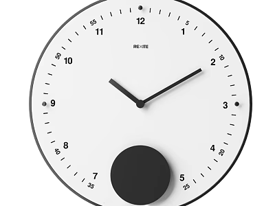 Modern Minimalist Clock With White Dial Black Numbers Hands And Circular Accent 3d model