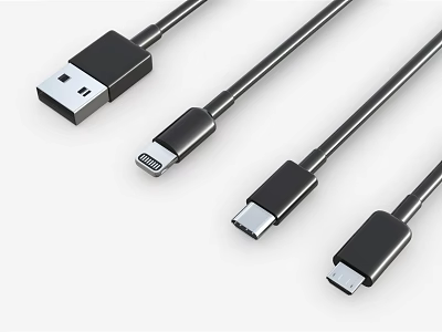 High Quality Phone Data Cables With Multiple Connectors For Fast Charging 3d model