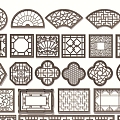 Chinese-style openwork window carved pattern openwork window lattice wall lattice window antique leak window 3d model