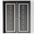 Hinged Doors With Decorative Patterns Black Gold Accents For Home Interior 3d model