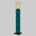 Modern Teal Textured Floor Lamp Interior With Stacked Bases And White Shade Reflection 3d model