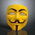 Yellow Guy Fawkes Mask With Black Eyebrows Mustache And White Eye Holes