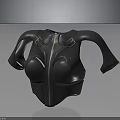 Black Fitted Chest Armor With Front Zipper And Shoulder Buckle Details Design