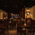 Cozy Bar Interior Design With Brick Walls Wooden Counter High Stools And Pendant Lights