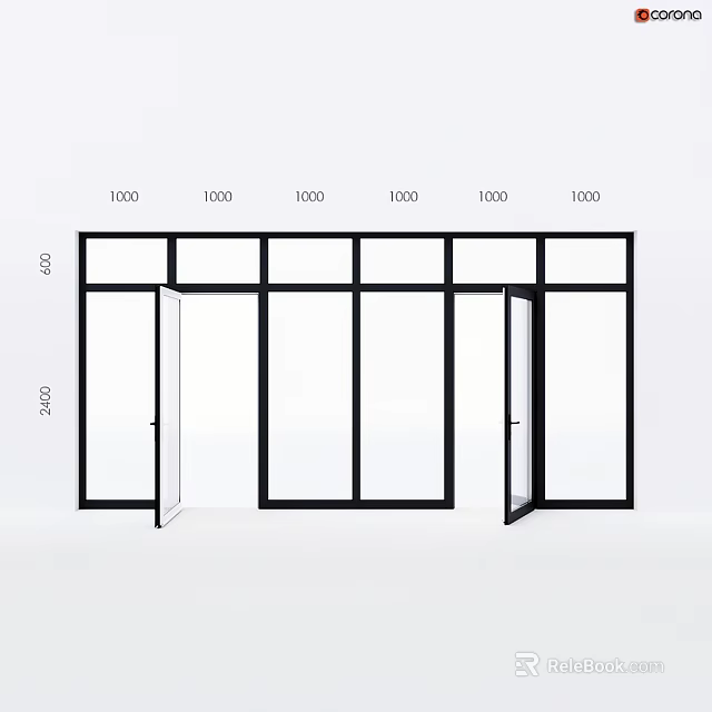 Modern Casement Doors Featuring Black Frame And Multiple Panel Design 3d model 