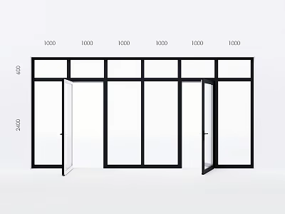 Modern Casement Doors Featuring Black Frame And Multiple Panel Design 3d model
