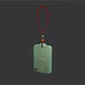 Elegant Green Jade Pendant Carving With Intricate Pattern And Red String