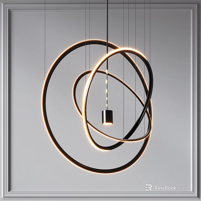 Modern Multi Ring Chandelier With Glowing LED Light Strips Sleek Design 3d model