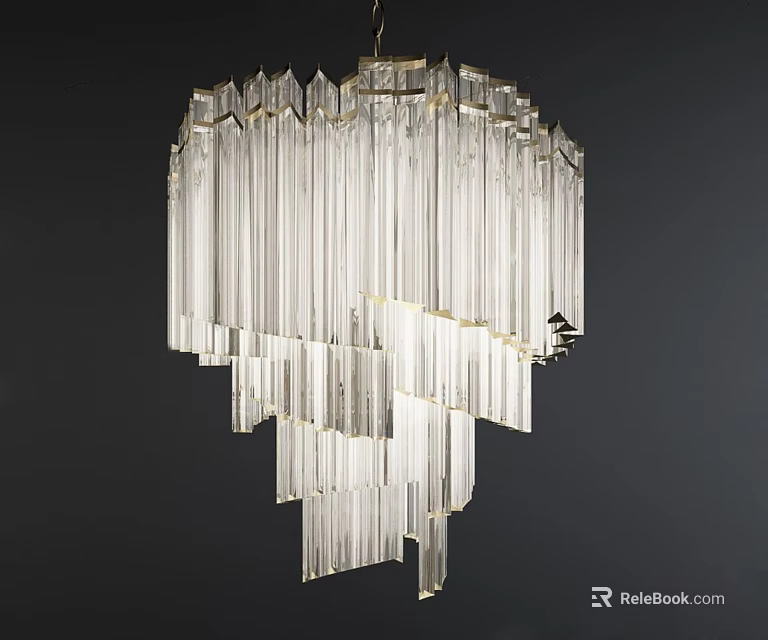 Clear Crystal Chandelier With Brass Frame Tiered Design For Modern Home Decor 3d model 