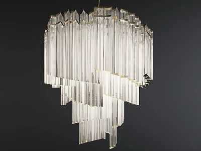 Clear Crystal Chandelier With Brass Frame Tiered Design For Modern Home Decor 3d model