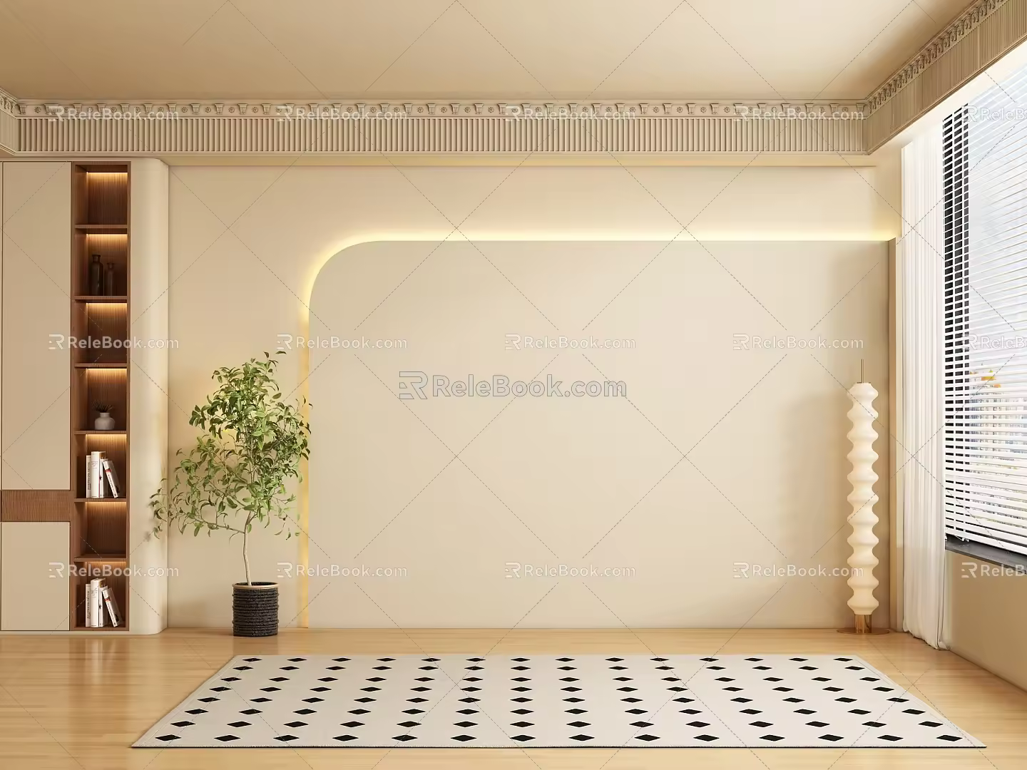 Middle ancient background wall 3d model
