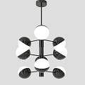 Stylish Modern Chandeliers Featuring Spherical Bulbs Black Metal Frames And Glass Elements 3d model