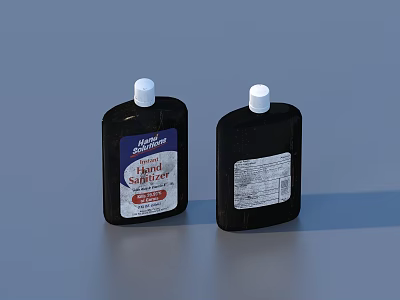 Household Cleaning Bottles With Black Containers White Caps And Labels 3d model
