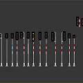 Various Traffic Light Models With White Poles And Black Signal Heads