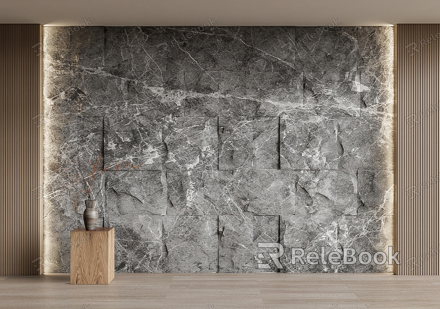 rubble stone background wall stone wall stone wall model