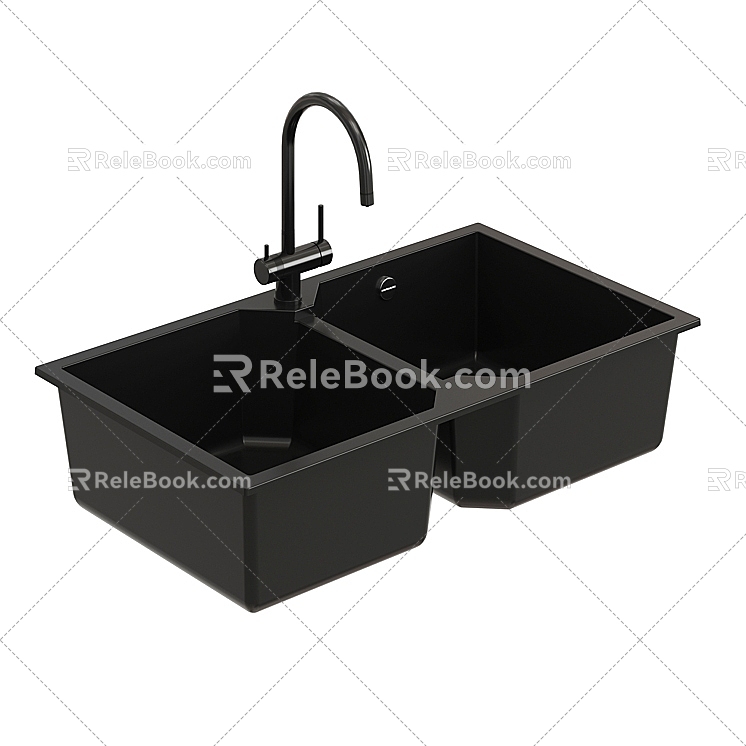 Simple Modern Black Sink Vegetable Sink 3d model