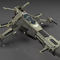 Futuristic Sci Fi Military Spaceship Model With Detailed Armor And Cockpit