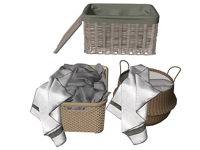 Woven Storage Baskets With Lidded Design And Fabric Filled Containers For Home Organizing 3d model