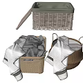 Woven Storage Baskets With Lidded Design And Fabric Filled Containers For Home Organizing