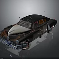 Vintage Custom Car With Rusty Exterior Distinct Front Design And Red Rims