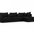 Modern Black Leather L Shaped Sofa Set With Plush Comfortable Cushions 3d model