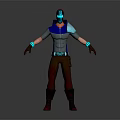 3D Fantasy Character Creature in Blue Silver Armor With Helmet and Standing Pose