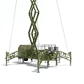 Industrial Equipment Green Telescopic Tower Structures With Platforms And Mechanical Components