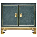 Dark Green Console Cabinet Featuring Golden Trim Knobs and Base for Entryway 3d model