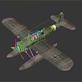 Camouflage Painted Vintage Biplane Model With Propeller And Transparent Canopy For Aerospace History