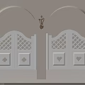White Doors With Arched Frames Lattice Patterns And Heart Decorations Near Wall Lantern
