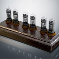 Elegant Vintage Vacuum Tubes Display On Wooden Base With Gold Trim
