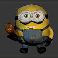 Yellow Minion Doll Holding Small Brown Teddy Bear with Big Eyes
