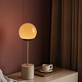 Modern Spherical Table Lamp With Warm Light Gold Pole And White Base 3d model