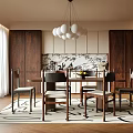 Middle Ancient Dining Table Chandelier Dining Chair Sideboard 3d model