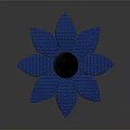 Blue Flower Plant With Mesh Petals And Green Stem On Dark Background
