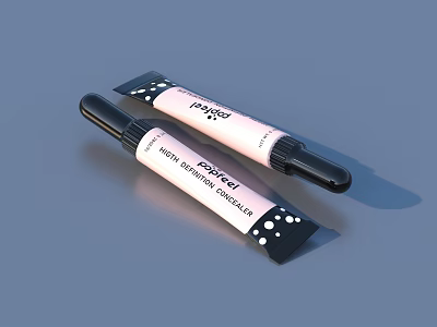 Pink And Black Cosmetic Lip Gloss With White Polka Dot Design 3d model