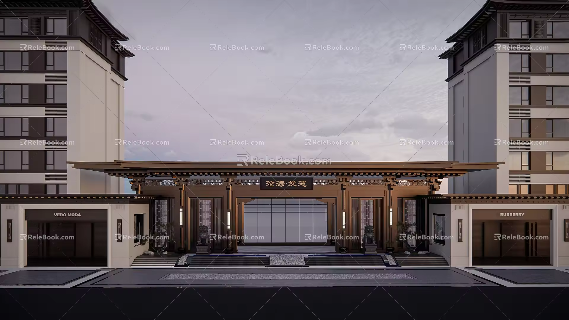 New Chinese Gate Demonstration Area Gate 3d model
