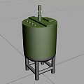 Green Cylindrical Industrial Equipment With Stand Base And Functional Top Structure