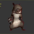 Animated Raccoon Character in Standing Pose With Big Eyes Fluffy Fur and Striped Tail