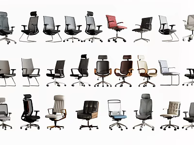 Various Modern Office Chairs With Ergonomic Designs And Multiple Style Options 3d model