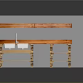 Rustic Kitchen Setup Featuring Wooden Countertop Sink Lower Shelves And Upper Shelf