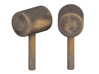 Pair of Hardware Tools Hammers with Wooden Handles and Metal Heads 3d model