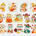 Year of the Snake Zodiac Cartoon Snake New Year Snake Element National Tide Year of the Snake 2D Snake Silhouette 3d model