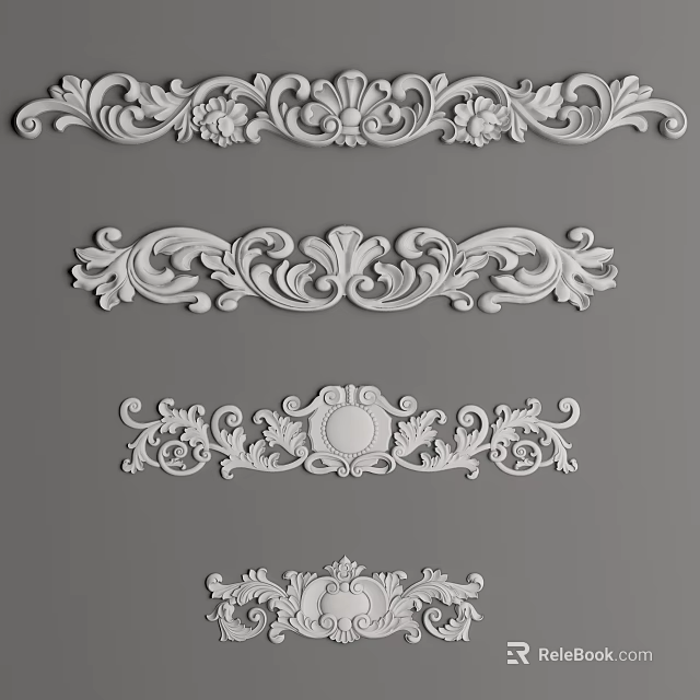 Intricate Ornate White Carvings For Decorative Architectural And Furniture Elements 3d model 