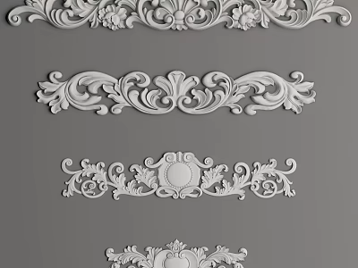 Intricate Ornate White Carvings For Decorative Architectural And Furniture Elements 3d model