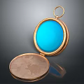 Open Vintage Gold Locket With Blue Circular Surface And Brown Inner Plate